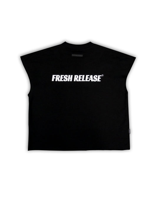 Raw Hem Tank Top in French Terry - Black