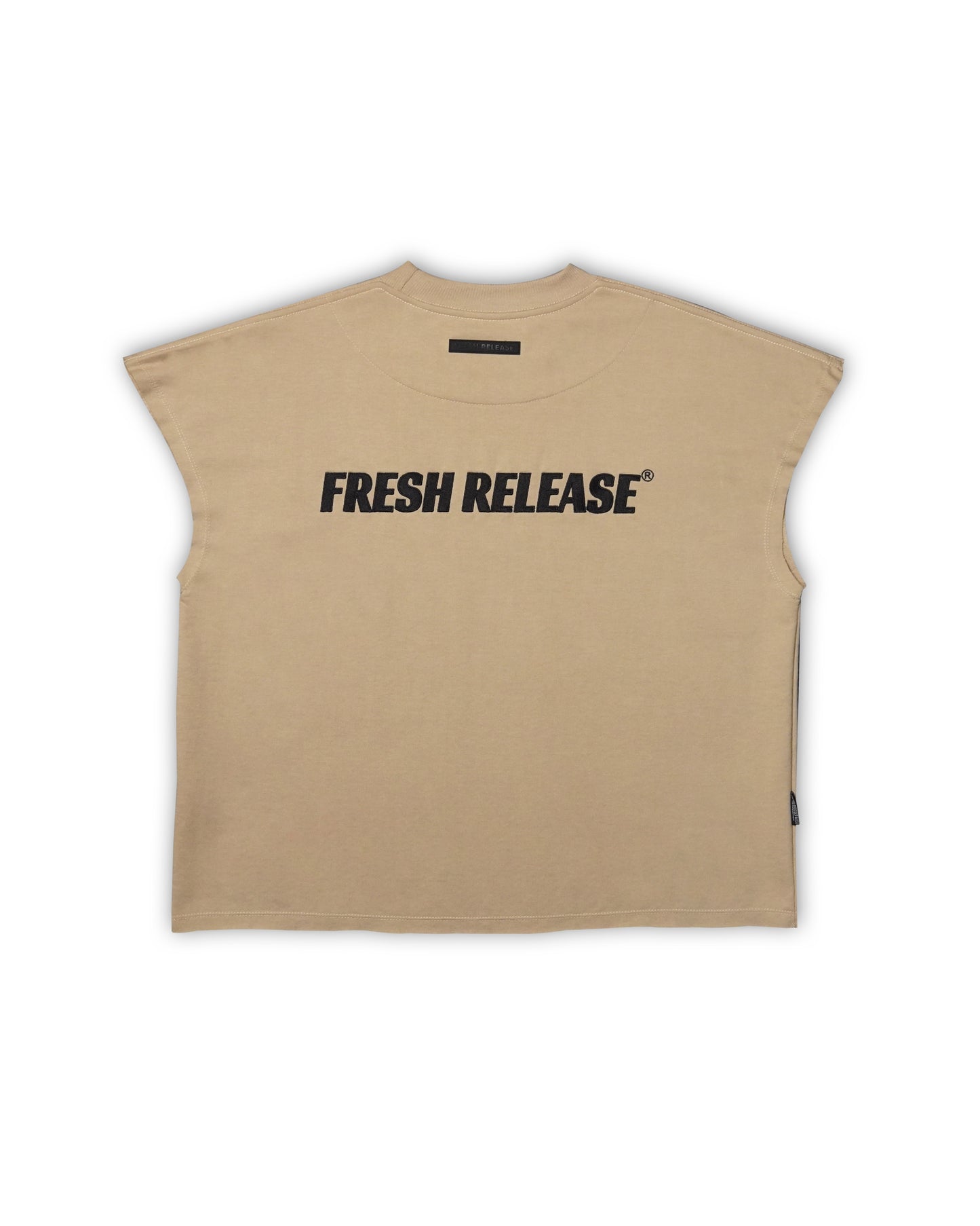 Raw Hem Tank Top in French Terry - Light Khaki