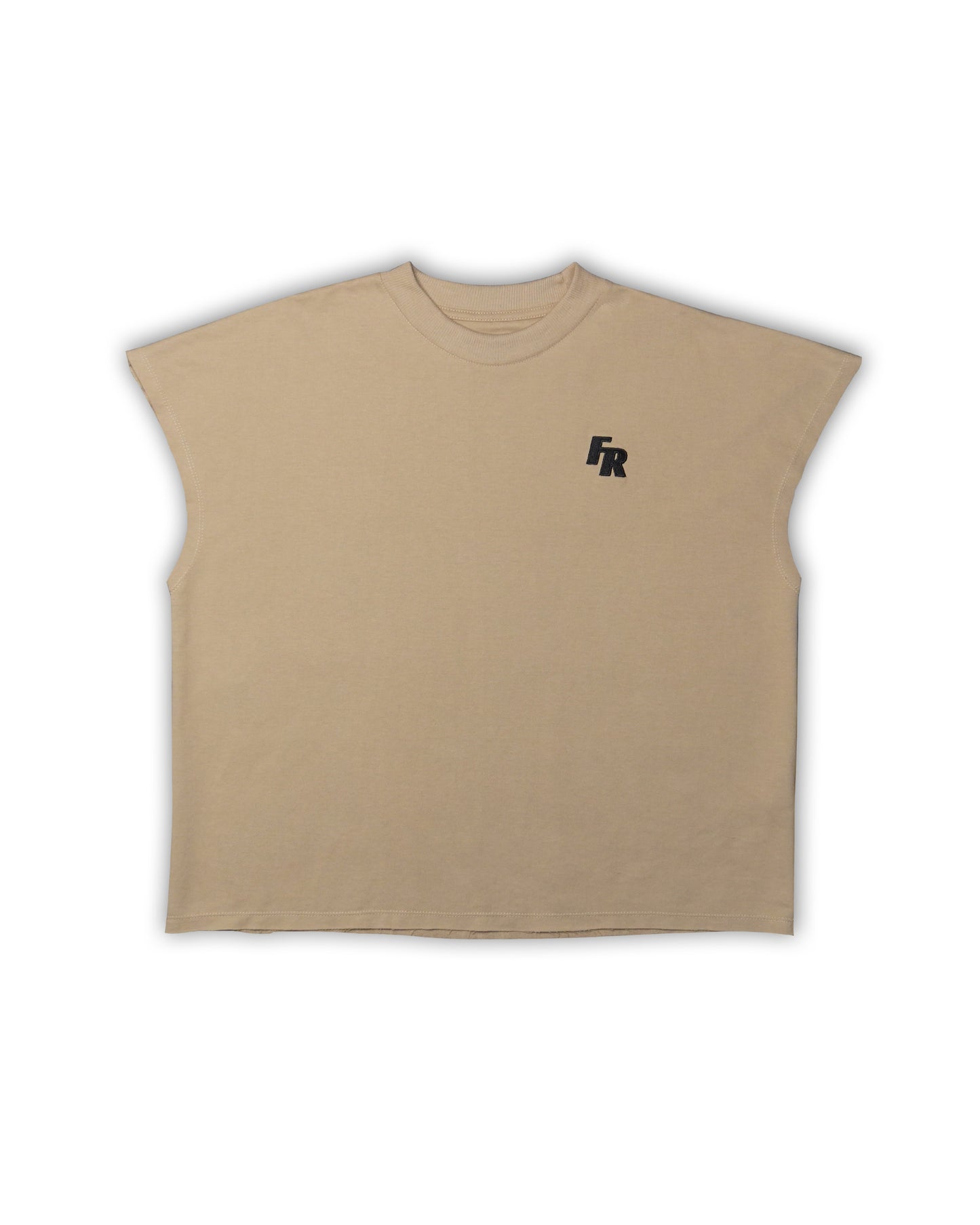 Raw Hem Tank Top in French Terry - Light Khaki