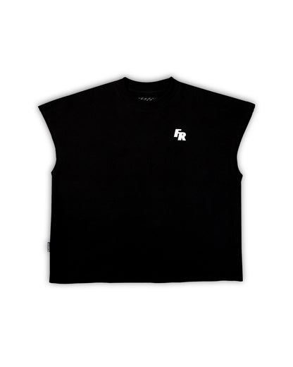 Raw Hem Tank Top in French Terry - Black